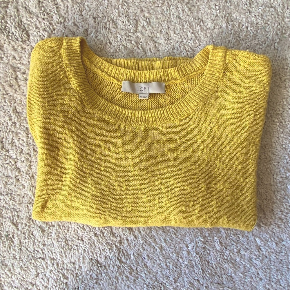 Lovely Yellow Loft Crew Neck Sweater Top